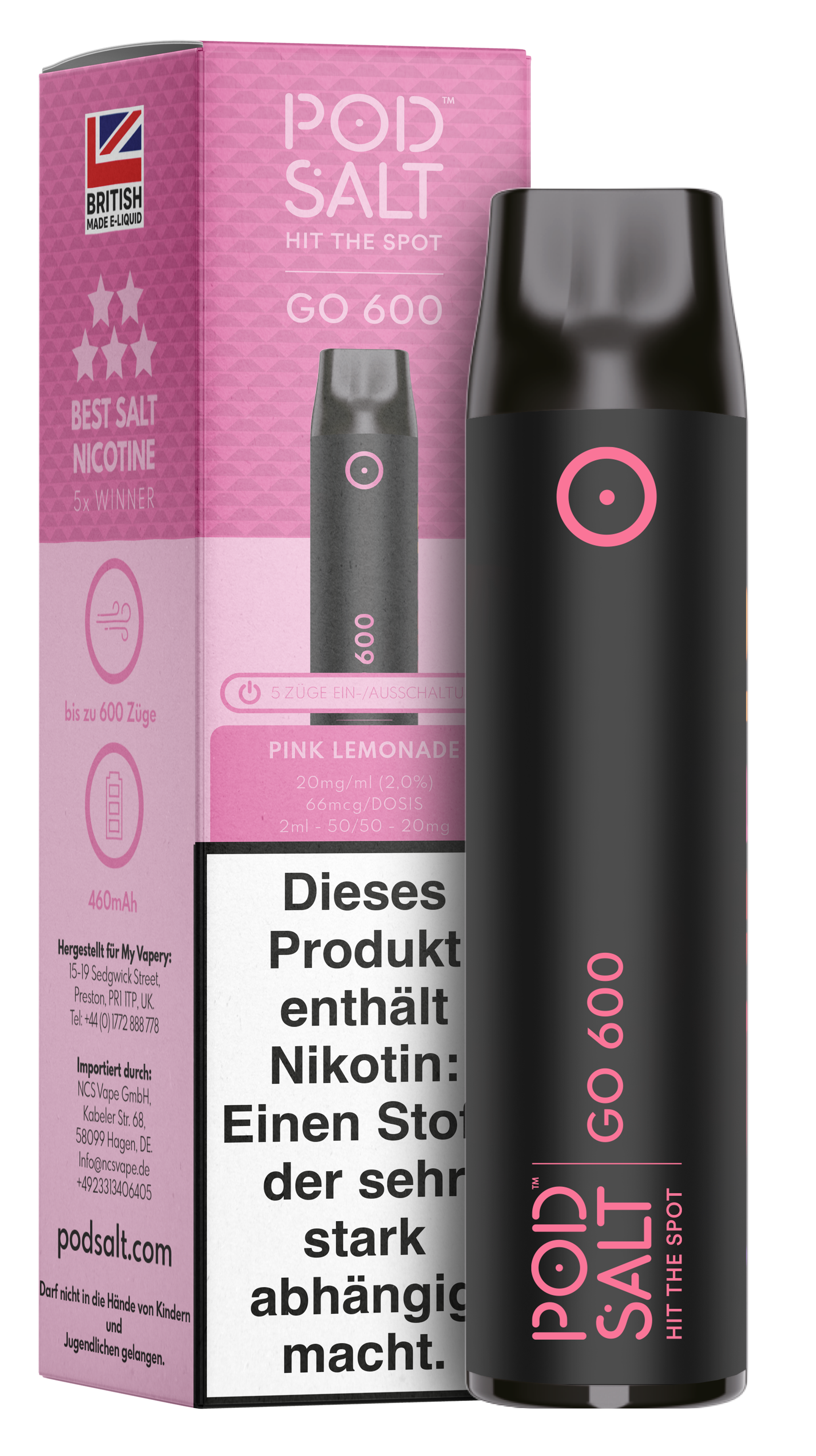 Pod Salt GO 600 - Pink Lemonade 2 ml - 20 mg/ml - Steuer Pod Salt GO 600 - Pink Lemonade 2 ml - 20 mg/ml - Steuer