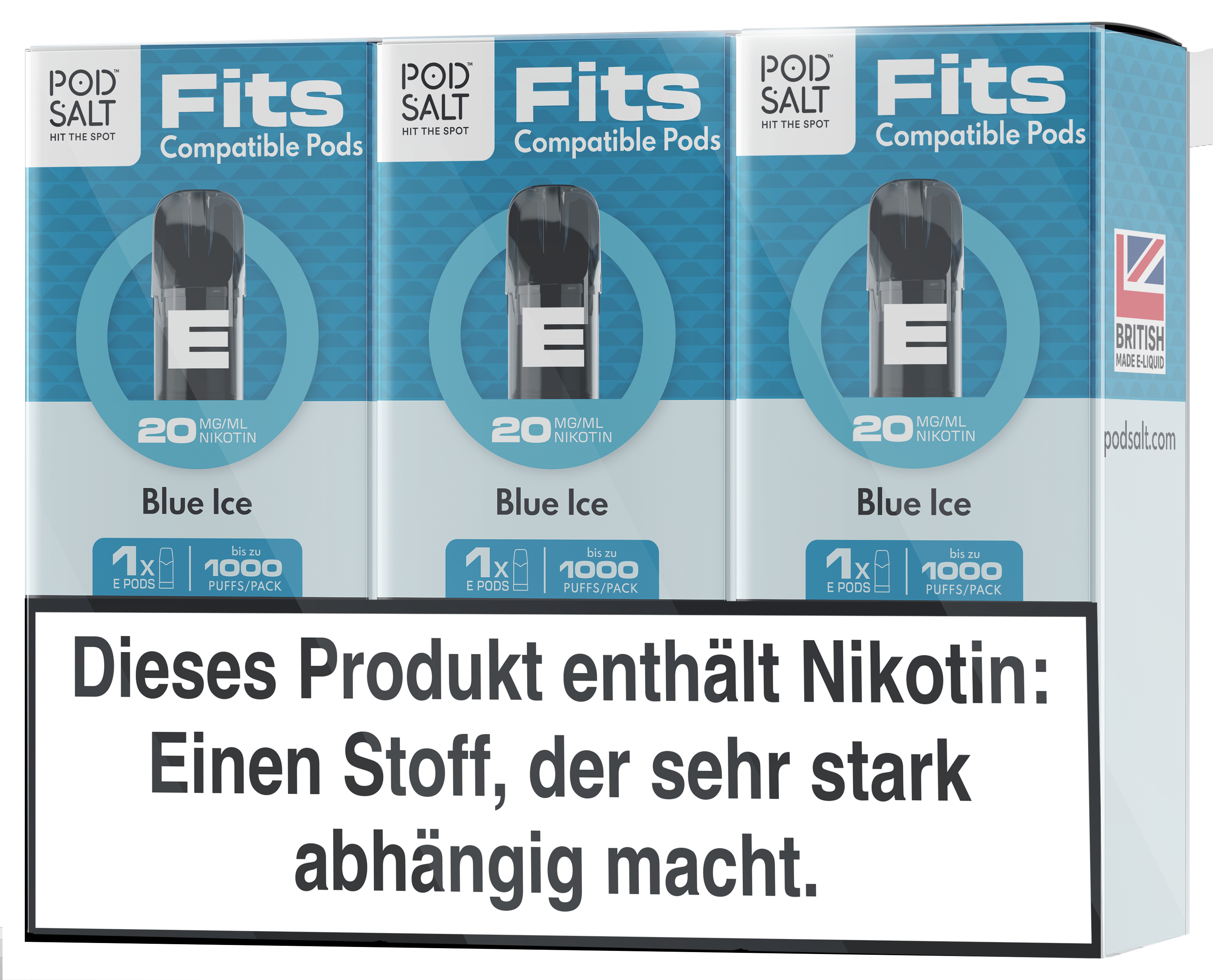 Pod Salt - Fits Pods Blue Ice 20mg/ml - 3 Pack