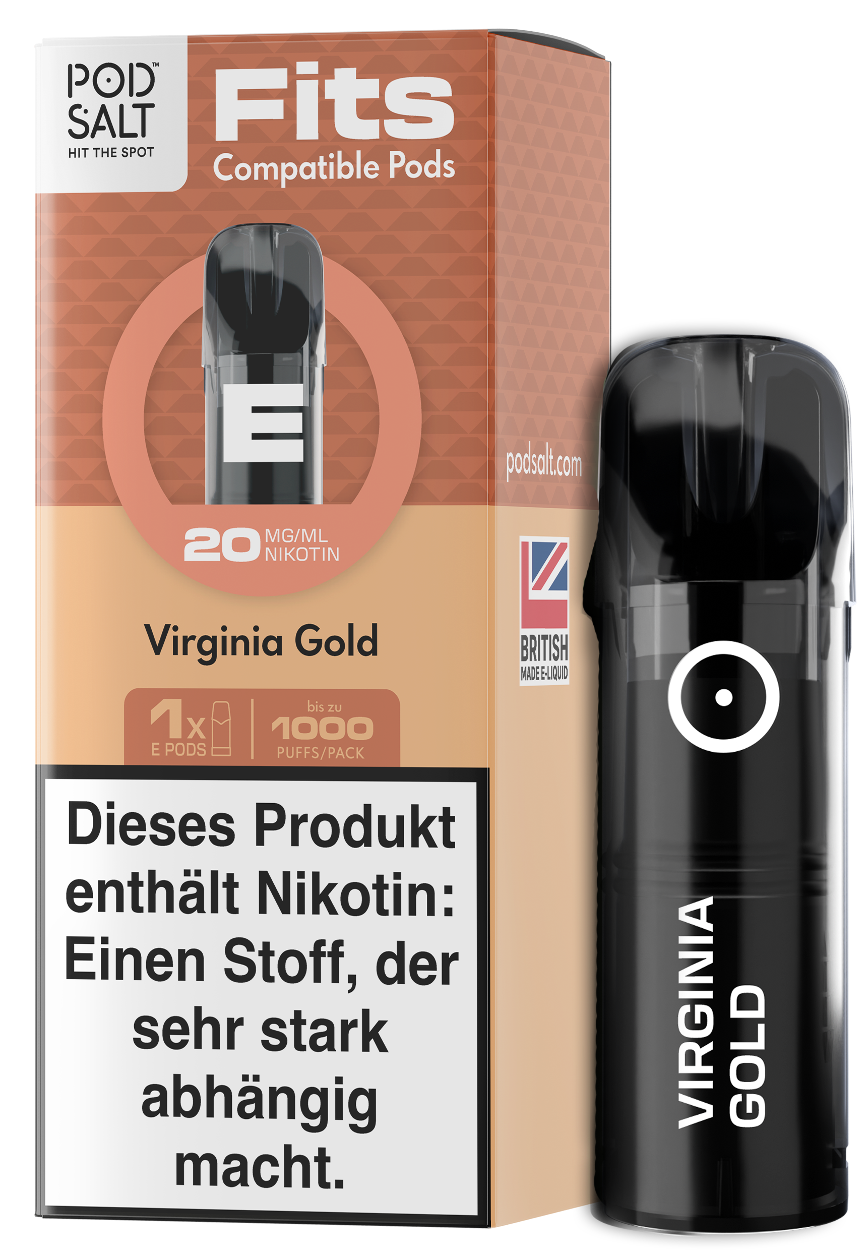 Pod Salt - Fits Pods Virginia Gold 20mg/ml - 3 Pack
