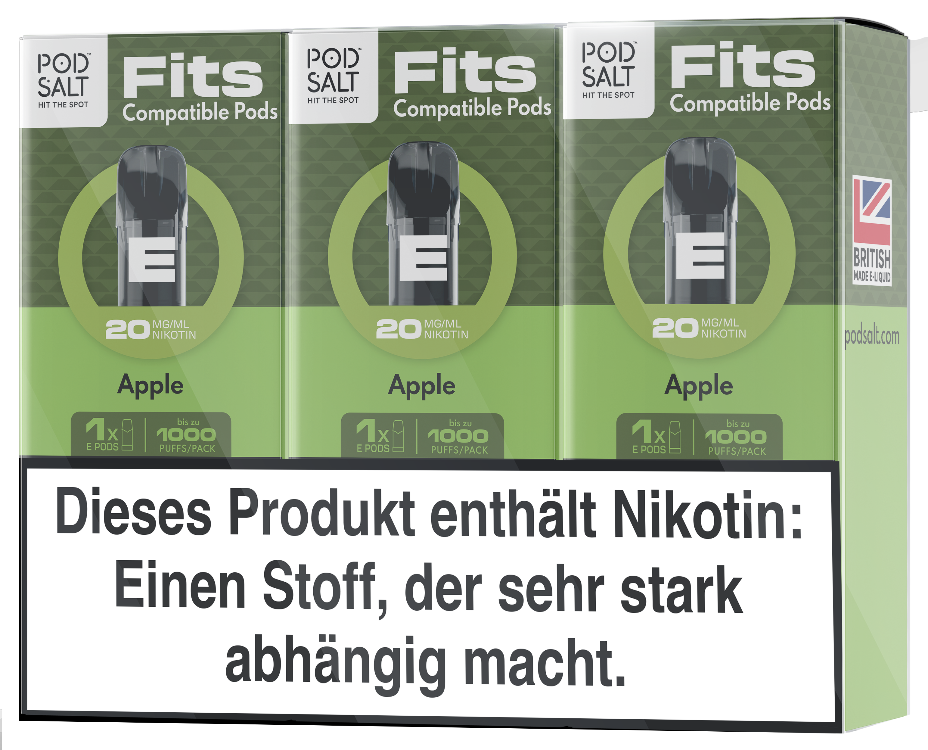 Pod Salt - Fits Pods Apple 20mg/ml - 3 Pack